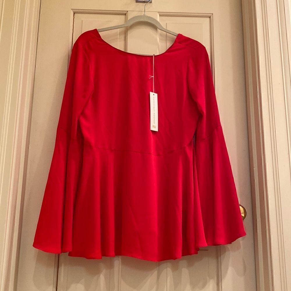 NWT Amanda Uprichard 100% silk bell sleeve top